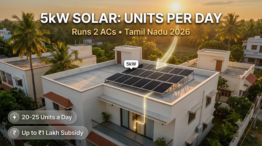 5kW Solar Panel: Units Per Day & Month in Tamil Nadu