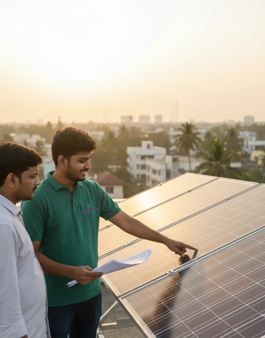 Professional solar panel installation on residential rooftop