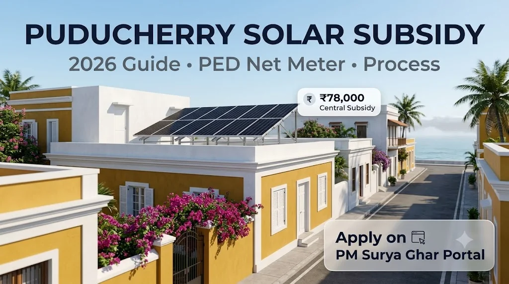Puducherry Solar Subsidy 2026: Amount, Eligibility, Apply