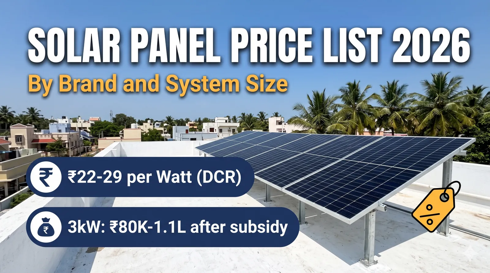 Solar Panel Price List Tamil Nadu 2026 (By Brand & kW)