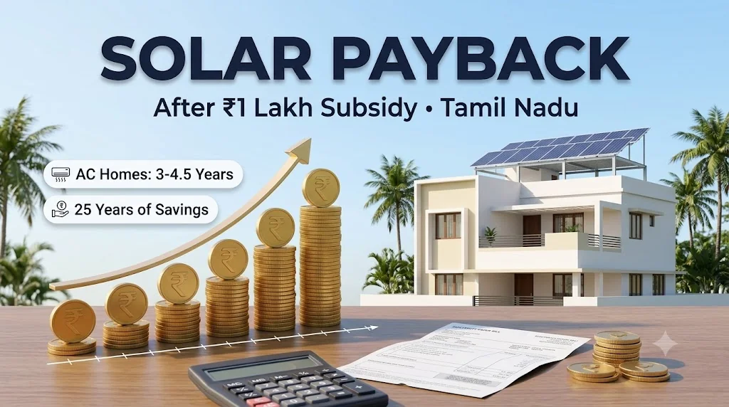 Solar Payback After ₹1 Lakh Subsidy: Tamil Nadu 2026 Math